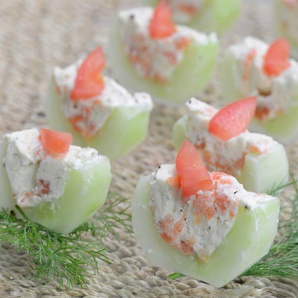 Cucumber and Smoked Salmon Appetizer Canapes