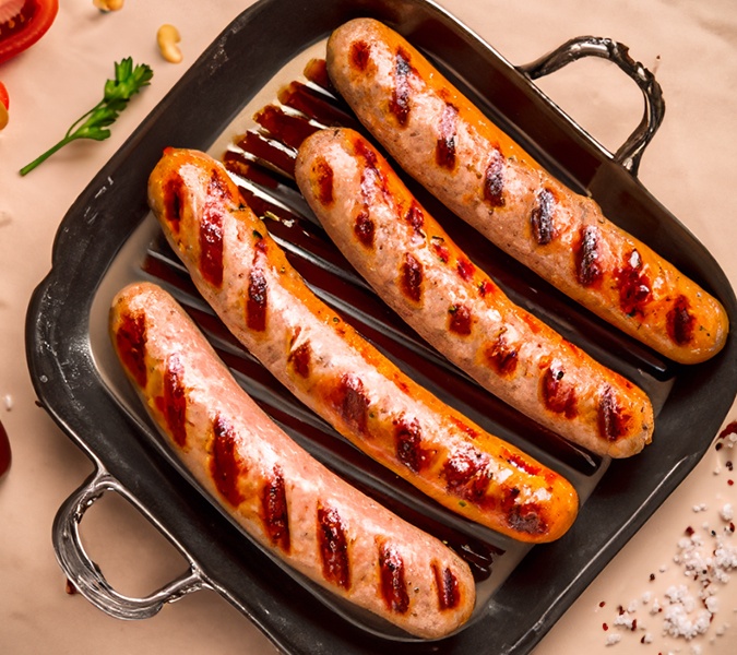 top view of crispy brown sausages, photo by Gourmet Food Store