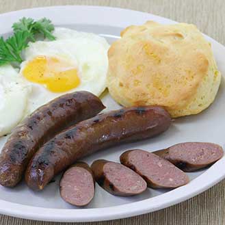 Smoked Bison Breakfast Sausages with Maple Syrup