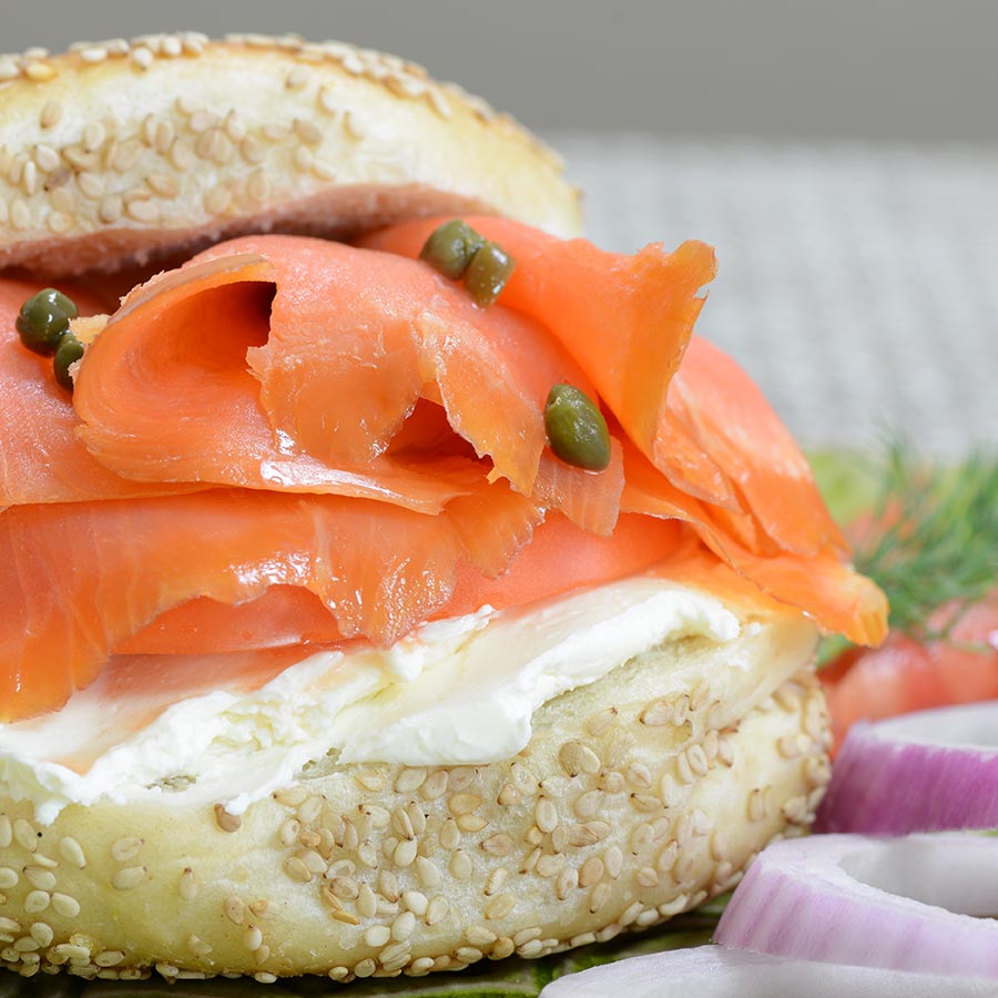 Smoked Salmon Bagel with Lemon & Capers Cream Cheese