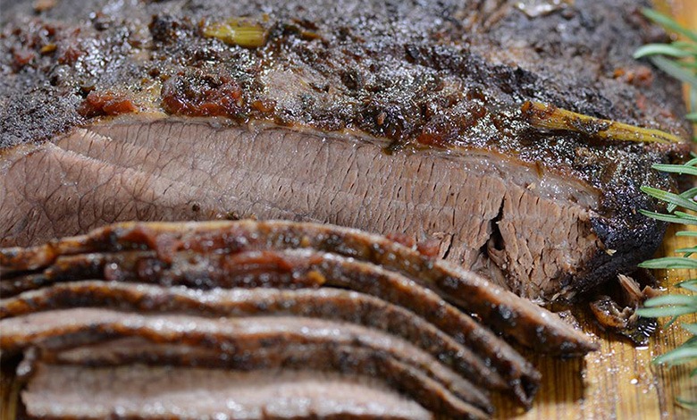 a delicious wagyu brisket cut up on a plate, photo by Gourmet Food Store