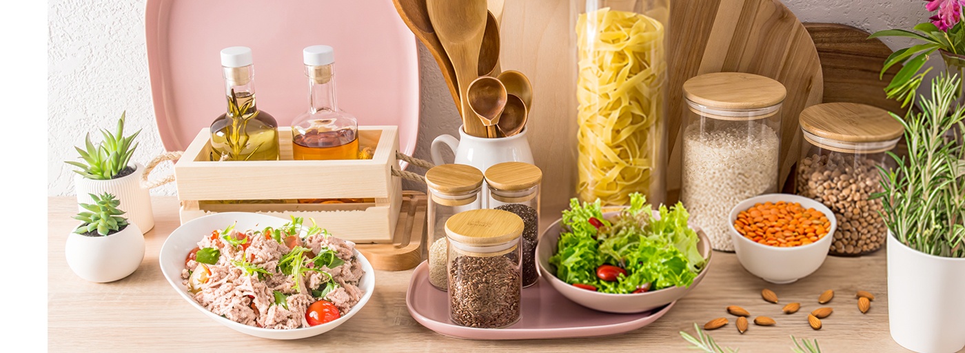 view of a fully stocked gourmet pantry with dry goods